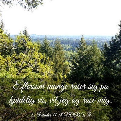 Picture 03 - 2 Korinter 11:18 NORSK - Eftersom mange roser sig på kjødelig vis, vil - Bible Verse Picture