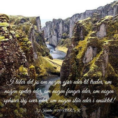 Picture 03 - 2 Korinter 11:20 NORSK - I tåler det jo om nogen gjør eder til træler, - Bible Verse Picture