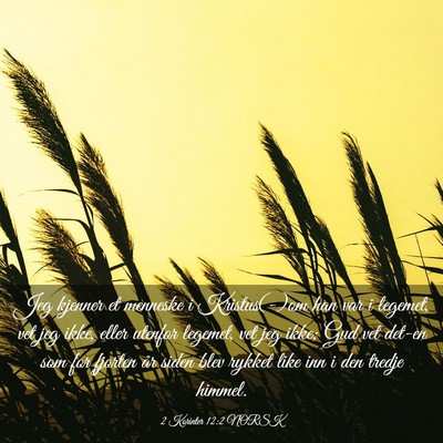 Picture 03 - 2 Korinter 12:2 NORSK - Jeg kjenner et menneske i Kristus(-)om han var i - Bible Verse Picture