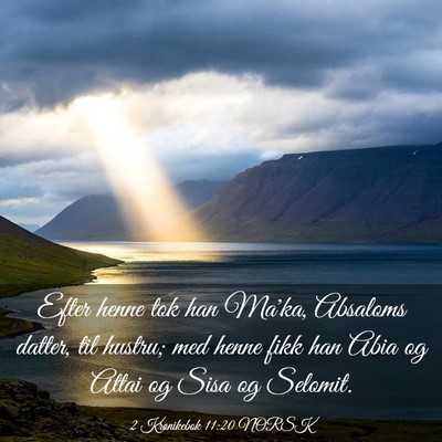 Picture 03 - 2 Krønikebok 11:20 NORSK - Efter henne tok han Ma'ka, Absaloms datter, til - Bible Verse Picture