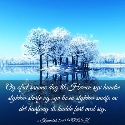 Picture 03 - 2 Krønikebok 15:11 NORSK - Og ofret samme dag til Herren syv hundre stykker - Bible Verse Picture