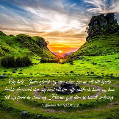 Picture 03 - 2 Krønikebok 15:15 NORSK - Og hele Juda gledet sig over eden; for av alt - Bible Verse Picture