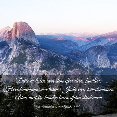 Picture 03 - 2 Krønikebok 17:14 NORSK - Dette er listen over dem efter deres familier: - Bible Verse Picture