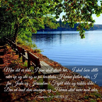 Picture 03 - 2 Krønikebok 20:17 NORSK - Men det er ikke I som skal stride her; I skal - Bible Verse Picture