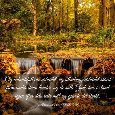 Picture 03 - 2 Krønikebok 24:13 NORSK - Og arbeidsfolkene arbeidet, og utbedringsarbeidet - Bible Verse Picture