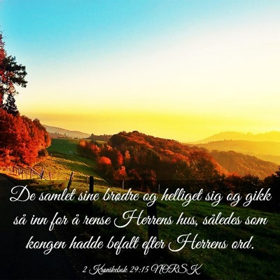 Picture 03 - 2 Krønikebok 29:15 NORSK - De samlet sine brødre og helliget sig og gikk - Bible Verse Picture