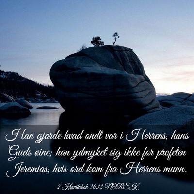 Picture 03 - 2 Krønikebok 36:12 NORSK - Han gjorde hvad ondt var i Herrens, hans Guds - Bible Verse Picture