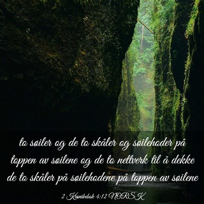 Picture 03 - 2 Krønikebok 4:12 NORSK - to søiler og de to skåler og søilehoder på - Bible Verse Picture