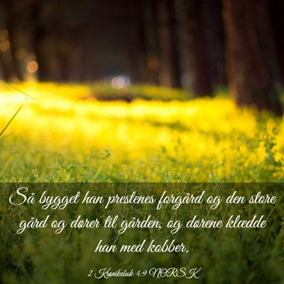 Picture 03 - 2 Krønikebok 4:9 NORSK - Så bygget han prestenes forgård og den store - Bible Verse Picture