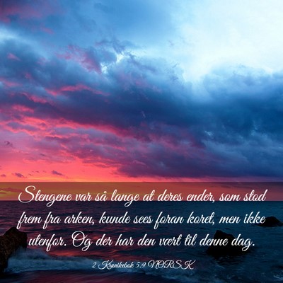 Picture 03 - 2 Krønikebok 5:9 NORSK - Stengene var så lange at deres ender, som stod - Bible Verse Picture