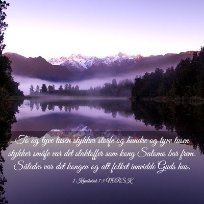 Picture 03 - 2 Krønikebok 7:5 NORSK - To og tyve tusen stykker storfe og hundre og tyve - Bible Verse Picture