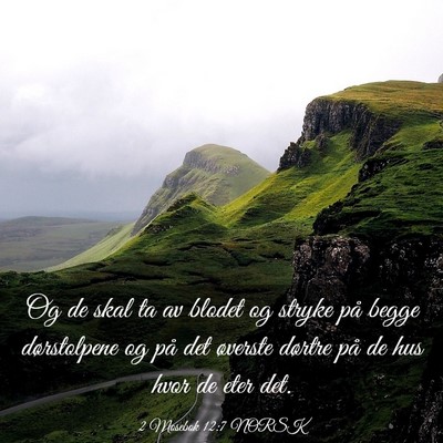 Picture 03 - 2 Mosebok 12:7 NORSK - Og de skal ta av blodet og stryke på begge - Bible Verse Picture