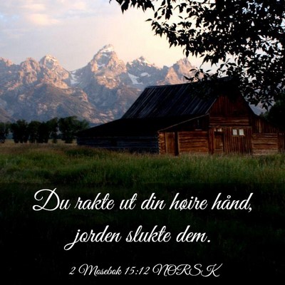 Picture 03 - 2 Mosebok 15:12 NORSK - Du rakte ut din høire hånd, jorden slukte - Bible Verse Picture