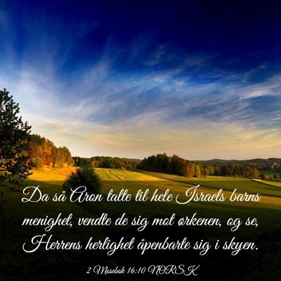 Picture 03 - 2 Mosebok 16:10 NORSK - Da så Aron talte til hele Israels barns - Bible Verse Picture