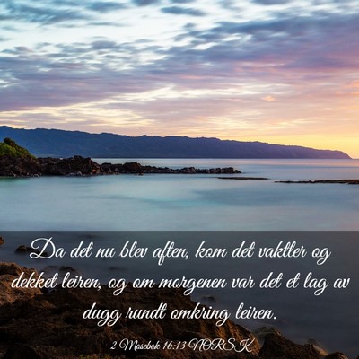 Picture 03 - 2 Mosebok 16:13 NORSK - Da det nu blev aften, kom det vaktler og dekket - Bible Verse Picture