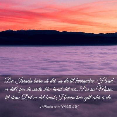 Picture 03 - 2 Mosebok 16:15 NORSK - Da Israels barn så det, sa de til hverandre: - Bible Verse Picture