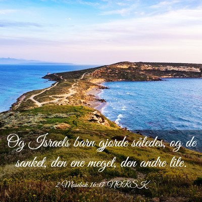 Picture 03 - 2 Mosebok 16:17 NORSK - Og Israels barn gjorde således, og de sanket, - Bible Verse Picture
