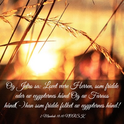 Picture 03 - 2 Mosebok 18:10 NORSK - Og Jetro sa: Lovet være Herren, som fridde eder - Bible Verse Picture