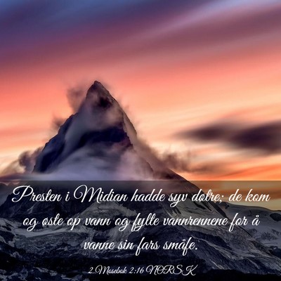 Picture 03 - 2 Mosebok 2:16 NORSK - Presten i Midian hadde syv døtre; de kom og - Bible Verse Picture