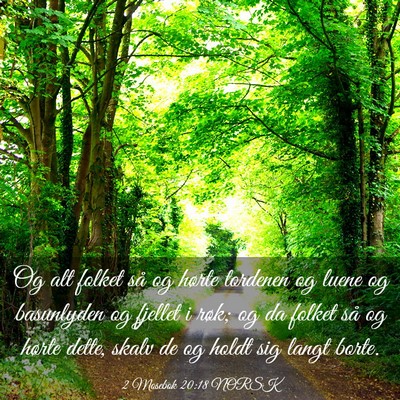 Picture 03 - 2 Mosebok 20:18 NORSK - Og alt folket så og hørte tordenen og luene og - Bible Verse Picture