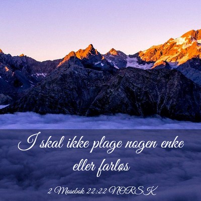 Picture 03 - 2 Mosebok 22:22 NORSK - I skal ikke plage nogen enke eller - Bible Verse Picture