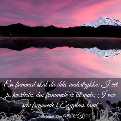 Picture 03 - 2 Mosebok 23:9 NORSK - En fremmed skal du ikke undertrykke; I vet jo - Bible Verse Picture