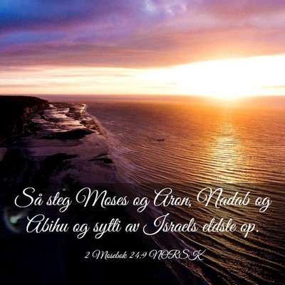 Picture 03 - 2 Mosebok 24:9 NORSK - Så steg Moses og Aron, Nadab og Abihu og sytti - Bible Verse Picture