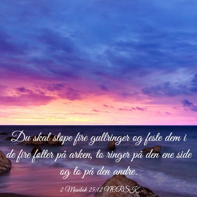 Picture 03 - 2 Mosebok 25:12 NORSK - Du skal støpe fire gullringer og feste dem i de - Bible Verse Picture