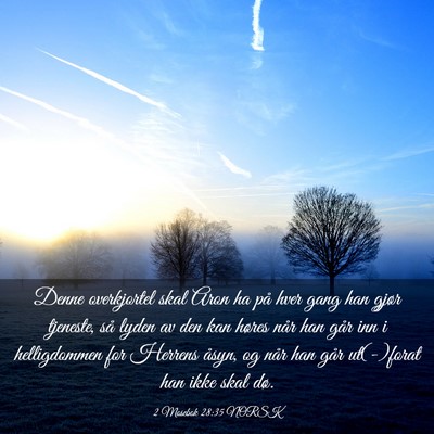 Picture 03 - 2 Mosebok 28:35 NORSK - Denne overkjortel skal Aron ha på hver gang han - Bible Verse Picture