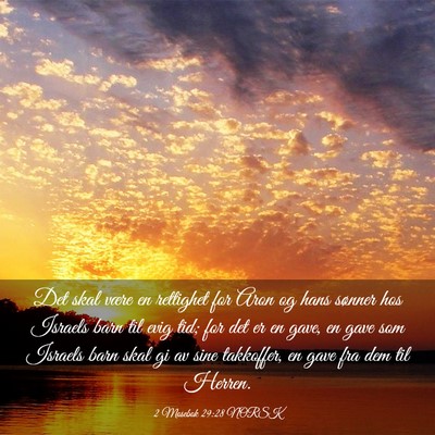 Picture 03 - 2 Mosebok 29:28 NORSK - Det skal være en rettighet for Aron og hans - Bible Verse Picture