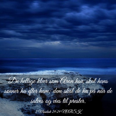 Picture 03 - 2 Mosebok 29:29 NORSK - De hellige klær som Aron har, skal hans sønner - Bible Verse Picture