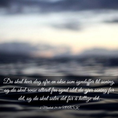 Picture 03 - 2 Mosebok 29:36 NORSK - Du skal hver dag ofre en okse som syndoffer til - Bible Verse Picture