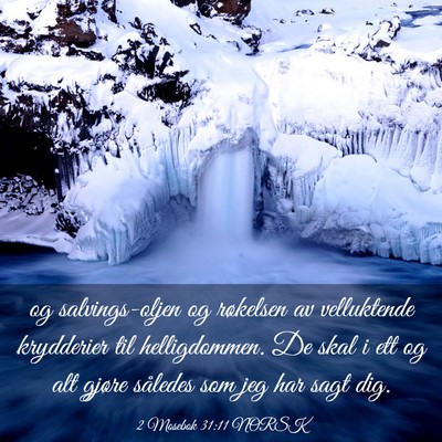 Picture 03 - 2 Mosebok 31:11 NORSK - og salvings-oljen og røkelsen av velluktende - Bible Verse Picture