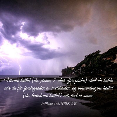 Picture 03 - 2 Mosebok 34:22 NORSK - Ukenes høitid {de. pinsen, 7 uker efter påske} - Bible Verse Picture