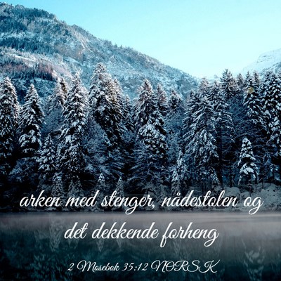 Picture 03 - 2 Mosebok 35:12 NORSK - arken med stenger, nådestolen og det dekkende - Bible Verse Picture