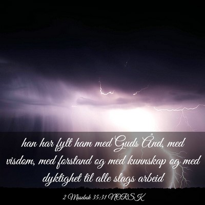 Picture 03 - 2 Mosebok 35:31 NORSK - han har fylt ham med Guds Ånd, med visdom, med - Bible Verse Picture