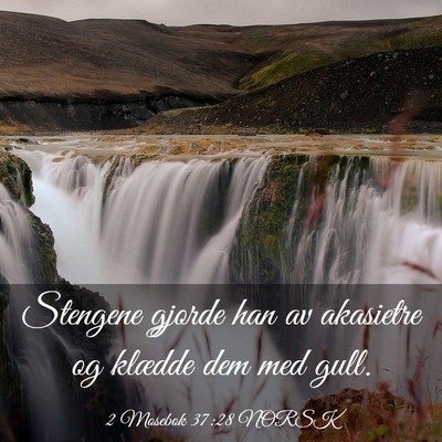 Picture 03 - 2 Mosebok 37:28 NORSK - Stengene gjorde han av akasietre og klædde dem - Bible Verse Picture