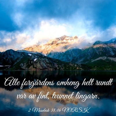 Picture 03 - 2 Mosebok 38:16 NORSK - Alle forgårdens omheng helt rundt var av fint, - Bible Verse Picture