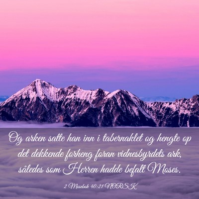 Picture 03 - 2 Mosebok 40:21 NORSK - Og arken satte han inn i tabernaklet og hengte op - Bible Verse Picture