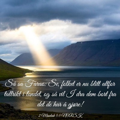 Picture 03 - 2 Mosebok 5:5 NORSK - Så sa Farao: Se, folket er nu blitt altfor - Bible Verse Picture