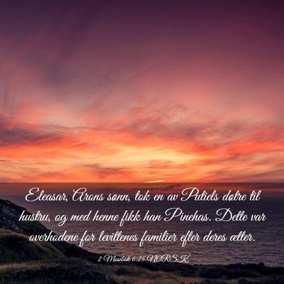 Picture 03 - 2 Mosebok 6:25 NORSK - Eleasar, Arons sønn, tok en av Putiels døtre - Bible Verse Picture