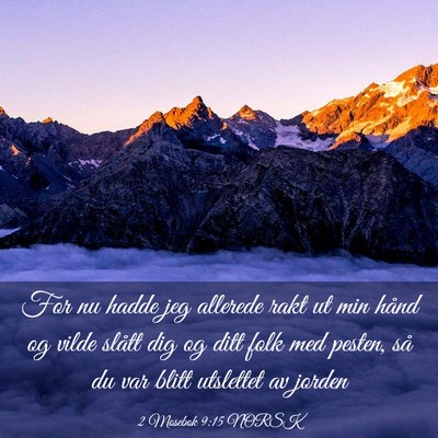 Picture 03 - 2 Mosebok 9:15 NORSK - For nu hadde jeg allerede rakt ut min hånd og - Bible Verse Picture