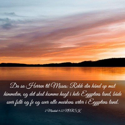 Picture 03 - 2 Mosebok 9:22 NORSK - Da sa Herren til Moses: Rekk din hånd op mot - Bible Verse Picture