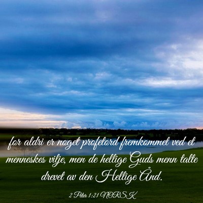Picture 03 - 2 Peter 1:21 NORSK - for aldri er noget profetord fremkommet ved et - Bible Verse Picture