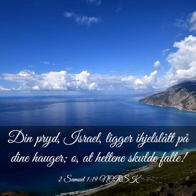 Picture 03 - 2 Samuel 1:19 NORSK - Din pryd, Israel, ligger ihjelslått på dine - Bible Verse Picture