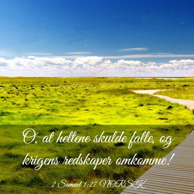 Picture 03 - 2 Samuel 1:27 NORSK - O, at heltene skulde falle, og krigens redskaper - Bible Verse Picture