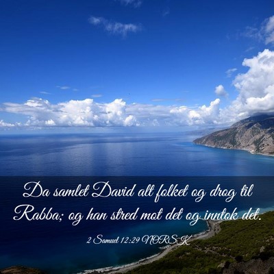 Picture 03 - 2 Samuel 12:29 NORSK - Da samlet David alt folket og drog til Rabba; og - Bible Verse Picture