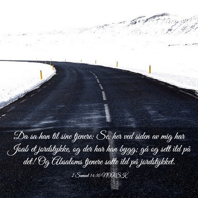 Picture 03 - 2 Samuel 14:30 NORSK - Da sa han til sine tjenere: Se, her ved siden av - Bible Verse Picture