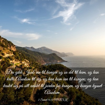 Picture 03 - 2 Samuel 14:33 NORSK - Da gikk Joab inn til kongen og sa det til ham, og - Bible Verse Picture
