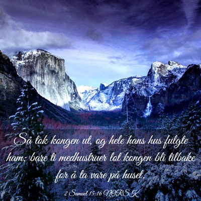 Picture 03 - 2 Samuel 15:16 NORSK - Så tok kongen ut, og hele hans hus fulgte ham; - Bible Verse Picture